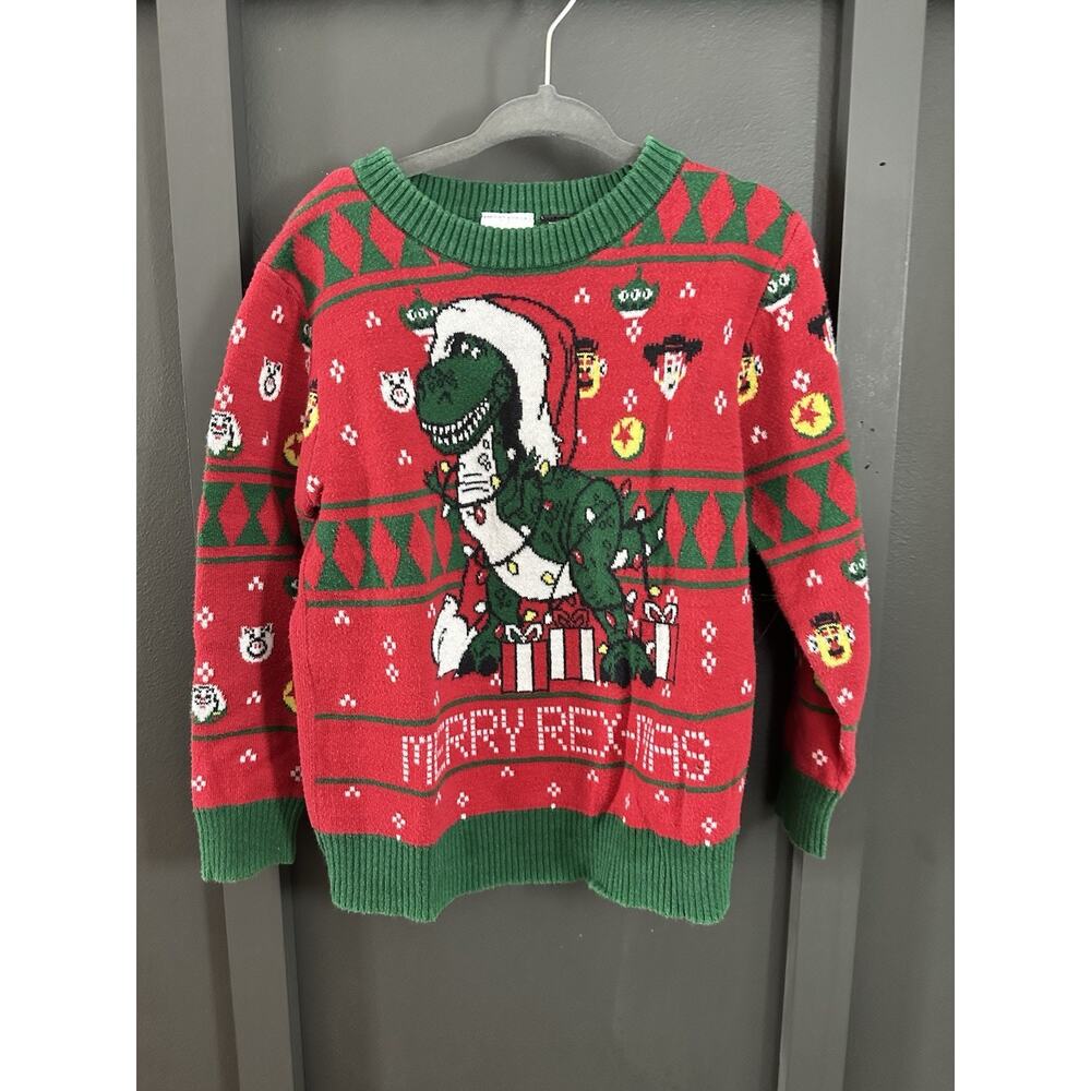 Toy Story Sweater Boys 3T Toddler Christmas Ugly Merry Rex-Mas Pullover Green